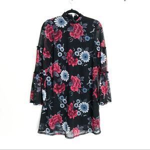 SPIRIT OF GRACE Nordstrom Floral Bell Sleeve Loose Shift Dress
